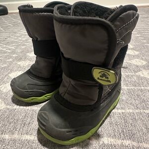 Kamik Black and Green Kids Snow Boots